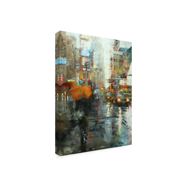 Mark Lagu 'Manhattan Orange Umbrella' Canvas Art,14x19